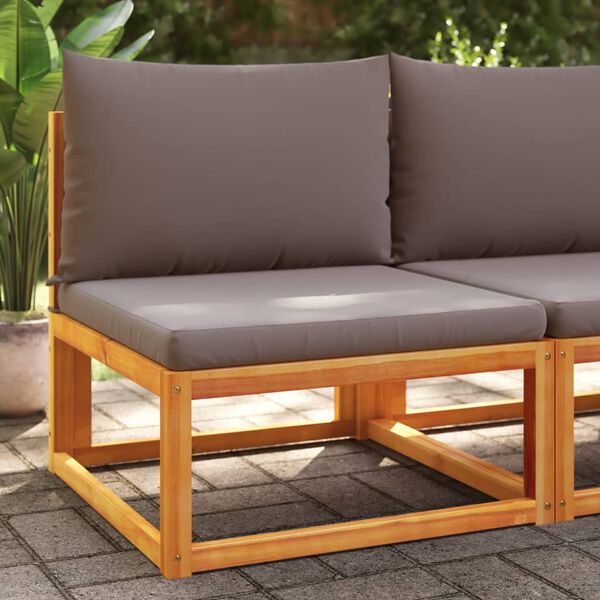 vidaXL Gartensofa ohne Armlehnen mit Kissen Holz Akazie & Seil