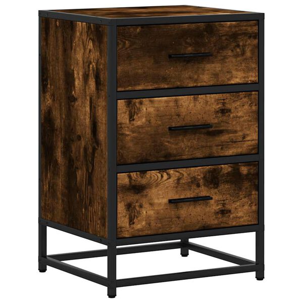 vidaXL Nachttisch R&auml;uchereiche 40x34,5x60 cm Holzwerkstoff und Metall