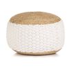 vidaXL Pouf Gewebt/Gestrickt Jute Baumwolle 50 x 35 cm Wei&szlig;