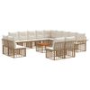 vidaXL Outdoor-Sofagarnitur 14 pcs Nat&uuml;rlich und Cremwei&szlig; Polyester