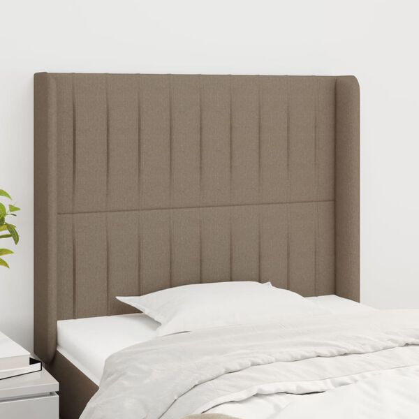 vidaXL Kopfteil mit Ohren Taupe 83x16x118/128 cm Stoff
