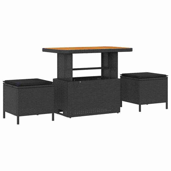 vidaXL Garten-Sofa-Set mit Kissen mit Speicher 8 pcs Schwarz