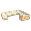 vidaXL 10-tlg. Garten-Lounge-Set mit Creme Kissen Kiefernholz