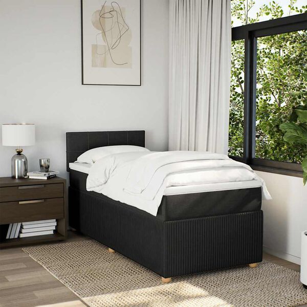 vidaXL Boxspringbett mit Matratze Schwarz 80x200 cm Stoff