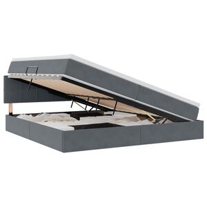 vidaXL LED-Speicherbett mit Matratze Dunkelgrau 200 x 200 cm Samt