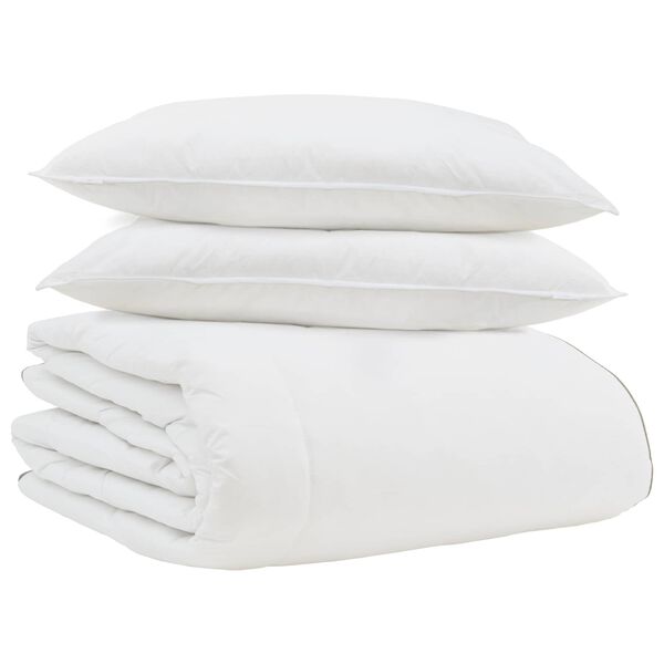 vidaXL Winterbettdecke mit Kissen 3 pcs Wei&szlig; Daunenfeder