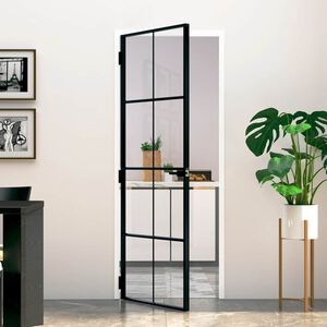 vidaXL Innent&uuml;r Schwarz 76x201,5 cm Hartglas & Aluminium Schlank