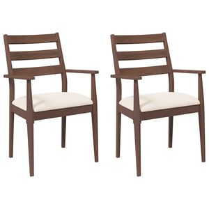 vidaXL Esszimmerst&uuml;hle mit Kissen 2 Stk. Braun Massivholz Gummibaum