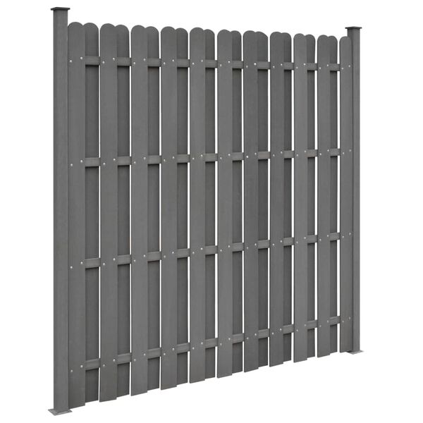 vidaXL Zaunelement mit 2 Pfosten WPC 180x180 cm Grau