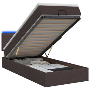 vidaXL Ottoman-Bett mit Matratze und LED Dunkelbraun 100 x 200 cm
