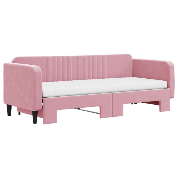 vidaXL Tagesbett Ausziehbar mit Matratzen Rosa 80x200 cm Samt