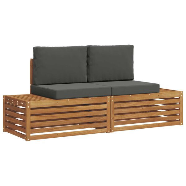 vidaXL Outdoor-Sofagarnitur mit Kissen 2 St&uuml;ck Natur und Anthrazit