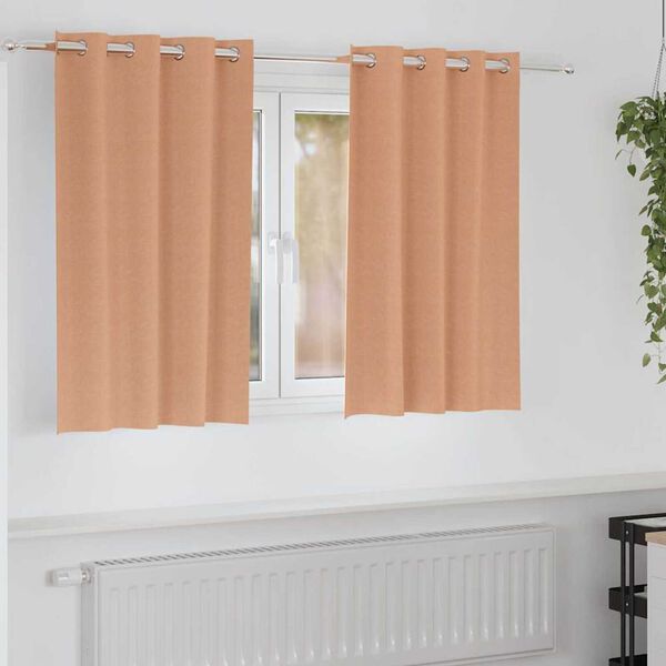 vidaXL Verdunkelungs-Vorh&auml;nge mit Ringen 2 pcs Hellbraun 140 x 140 cm