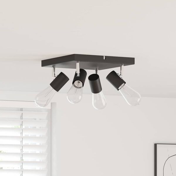 vidaXL Deckenstrahler mit Strahlern Schwarz 26,5 x 26 x 11,5 cm Metall