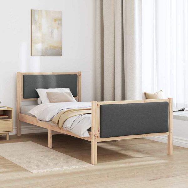 vidaXL Bettrahmen mit Kopfteil Dunkelgrau 90 x 190 cm Stoff