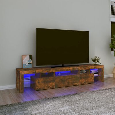 vidaXL TV-Schrank mit LED-Leuchten Räuchereiche 200x36,5x40 cm