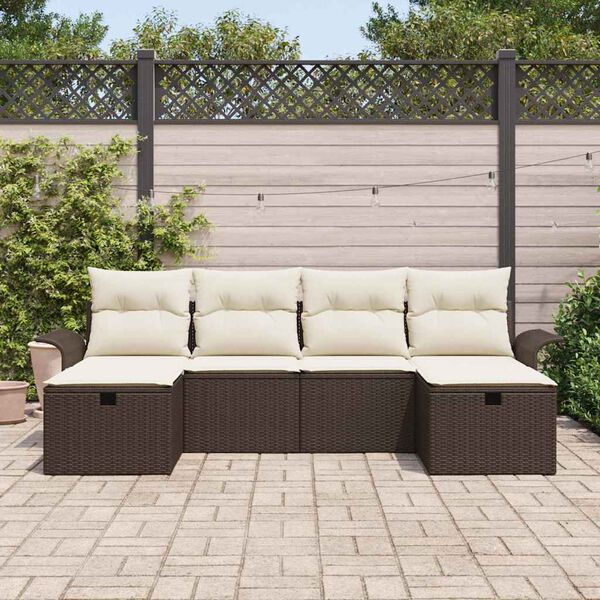 vidaXL Gartensofa-set mit Kissen 6 pcs Braun und Creme Poly-Rattan