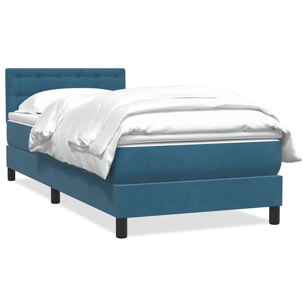 vidaXL Boxspringbett mit Matratze Dunkelblau 100x220 cm Samt