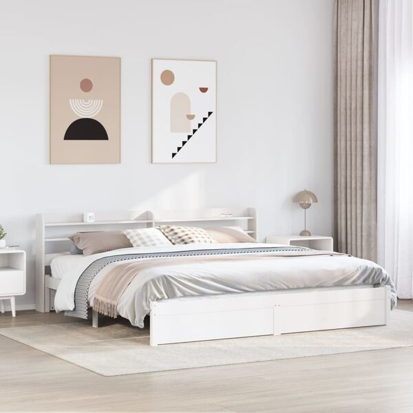 vidaXL Bettgestell mit Kopfteil ohne Matratze Wei&szlig; 200x200 cm