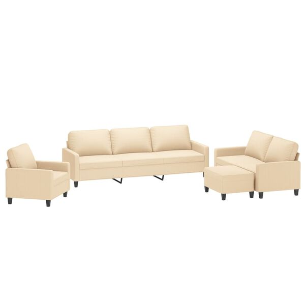 vidaXL 4-tlg. Sofagarnitur mit Kissen Creme Stoff