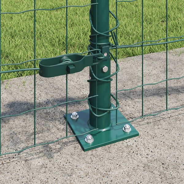 vidaXL Zaun mit Pfosten Gr&uuml;n 0,4 x 10 m Stahl und PVC