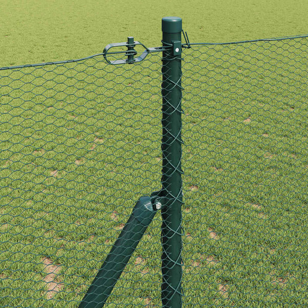 vidaXL Zaunpfosten Gr&uuml;n 10 x 1,2 m (13 mm Maschen) Stahl und PVC
