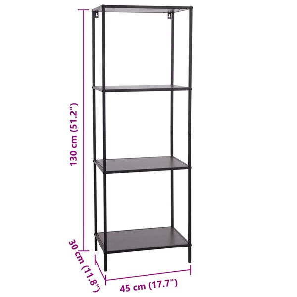 H&S Collection Standregal mit 3 B&ouml;den 45x30x130 cm Schwarz