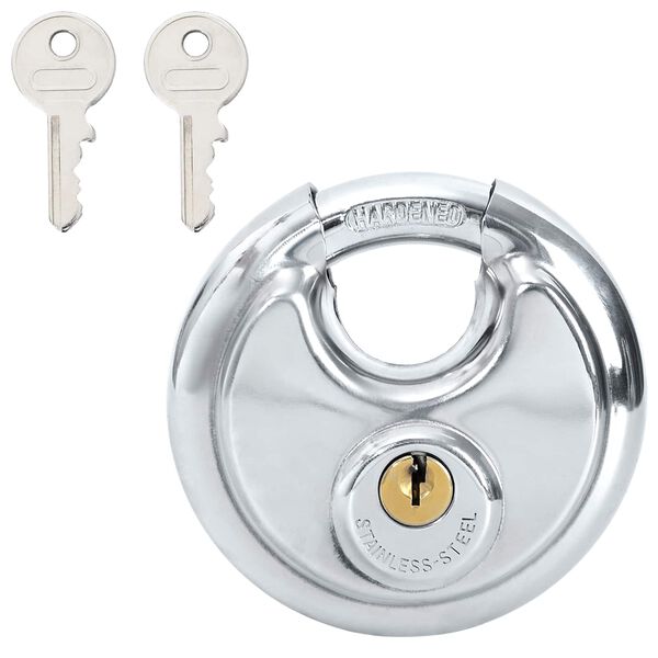 vidaXL Diskusschl&ouml;sser mit Schl&uuml;sseln 2 pcs Silber 9 x 2,8 x 9 cm