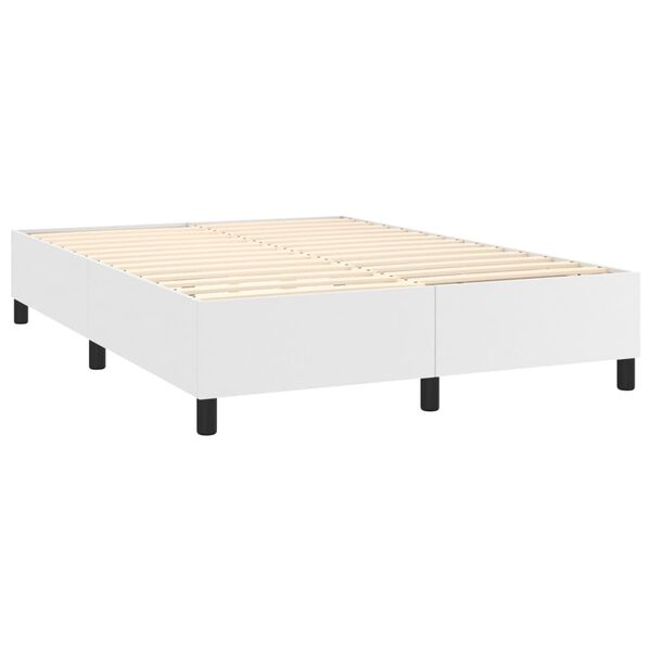 vidaXL Boxspringbett mit Matratze Wei&szlig; 140x200 cm Kunstleder