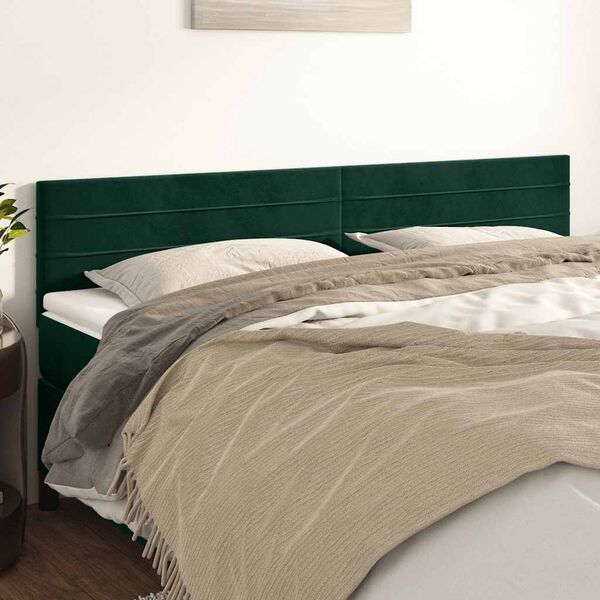 vidaXL Kopfteile 2 Stk. Dunkelgr&uuml;n 90x5x78/88 cm Samt