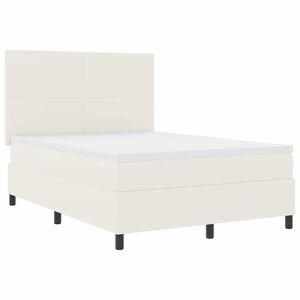 vidaXL LED Boxspringbett Creme und Wei&szlig; 160 x 200 cm Cordstoff