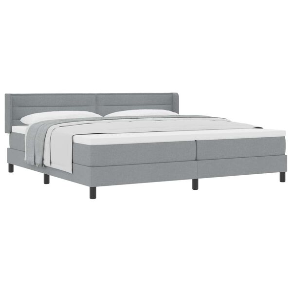 vidaXL Boxspringbett mit Matratze Hellgrau 200 x 200 cm Polyester