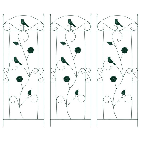 vidaXL Gartenzaun 3 pcs Gr&uuml;n 110 x 40 cm Stahl