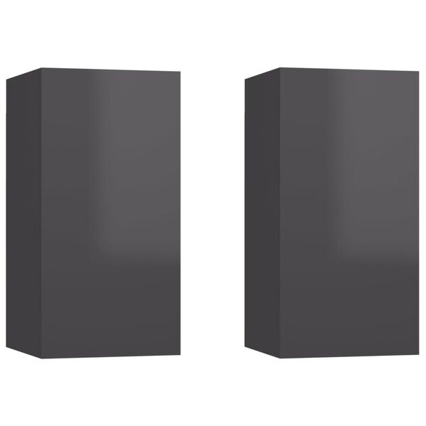 vidaXL TV-Schr&auml;nke 2 Stk. Hochglanz-Grau 30,5x30x60 cm Holzwerkstoff