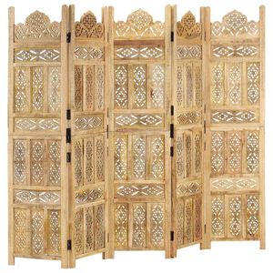 vidaXL 5-tlg. Raumteiler Handgeschnitzt 200&times;165 cm Mango Massivholz