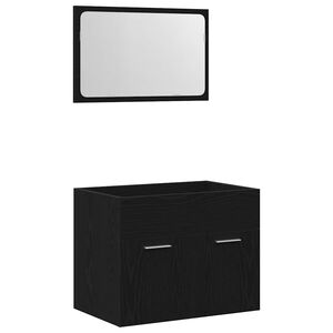 vidaXL 2-tlg. Badm&ouml;bel-Set Schwarz Eichen-Optik Holzwerkstoff
