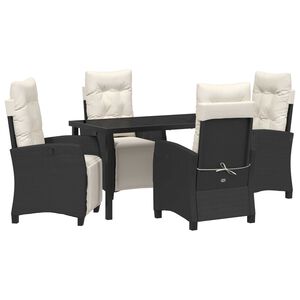 vidaXL Garten Essgruppe mit Kissen 5 pcs Schwarz Poly-Rattan
