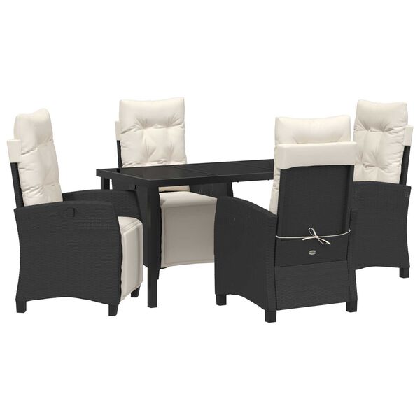 vidaXL Garten Essgruppe mit Kissen 5 pcs Schwarz Poly-Rattan