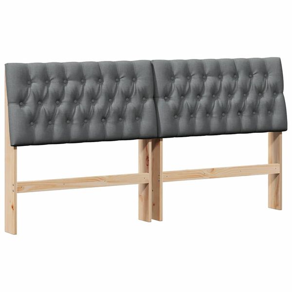 vidaXL Gepolstertes Kopfteil Dunkelgrau 180 cm Massives Kiefernholz
