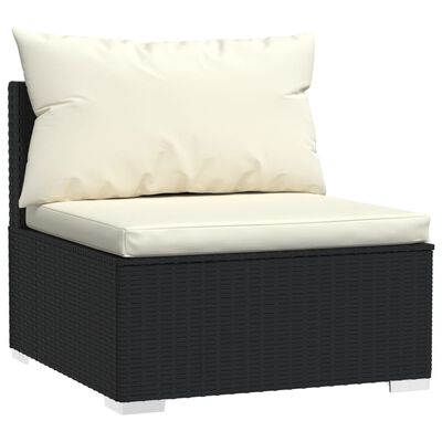 vidaXL 4-Sitzer-Sofa mit Kissen Schwarz Poly Rattan