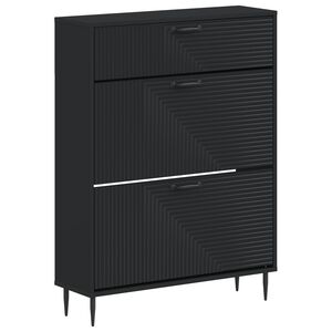 vidaXL Schuhschrank HAARLEM 78 x 24 x 103 cm Holzwerkstoff Schwarz