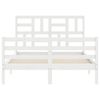 vidaXL Massivholzbett mit Kopfteil Wei&szlig; 140x190 cm