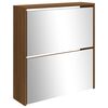 vidaXL Schuhschrank mit Spiegel 2 F&auml;cher Braun Eichen-Optik 63x17x67cm