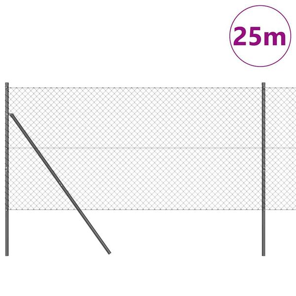 vidaXL Zaunpfosten Grau 25 x 1 m (40 x 40 mm Maschen) Stahl und PVC