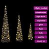 vidaXL Weihnachtsbaum 3 pcs Warmwei&szlig; 20 x 20 x 80 cm Rattan
