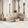 vidaXL Garten-Sofa-Set mit Kissen 9 pcs Beige Poly-Rattan