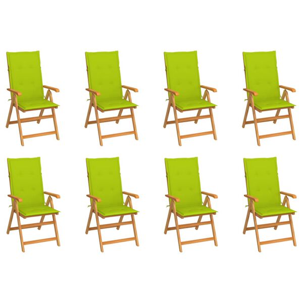 vidaXL Verstellbare Gartenst&uuml;hle mit Auflagen 8 Stk. Massivholz Teak