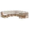 vidaXL Outdoor-Sofagarnitur 11 pcs Nat&uuml;rlich und Cremwei&szlig; Polyester