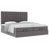 vidaXL Ottoman-Bett mit Matratzen Grau 200x200 cm Kunstleder