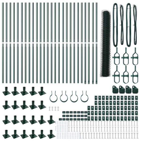 vidaXL Zaunpfosten Gr&uuml;n 50 x 1,2 m (50 mm Gitter) Stahl und PVC